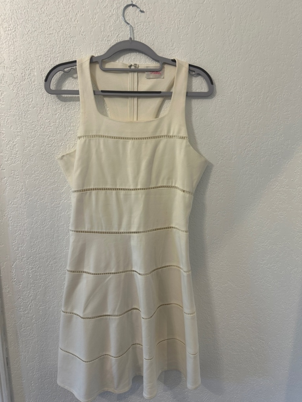 Parker Cream Sleeveless Mini Dress with Ladder Trim